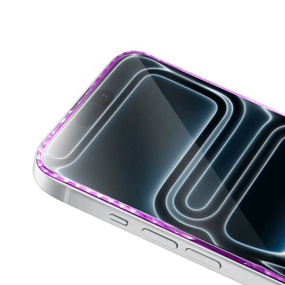 Diamond Cut, twarde szkło z ozdobną diamentową ramką do iPhone 17 Pro, różowe5
