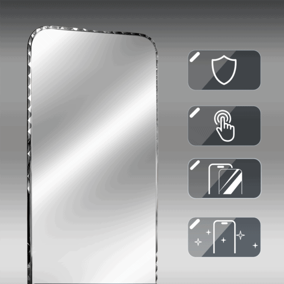Diamond Cut, twarde szkło z ozdobną diamentową ramką do iPhone 17, czarne1