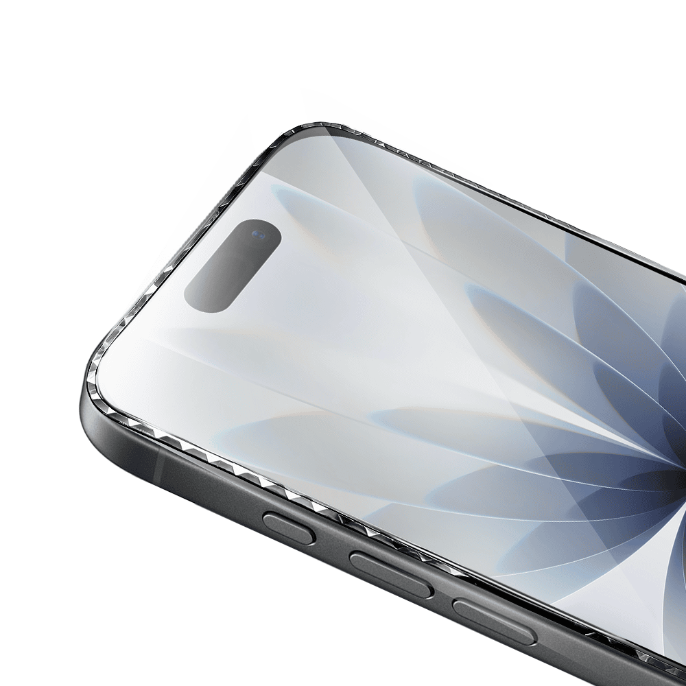 Diamond Cut, twarde szkło z ozdobną diamentową ramką do iPhone 17, czarne5