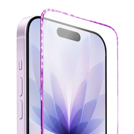Diamond Cut, twarde szkło z ozdobną diamentową ramką do iPhone 17, różowe2
