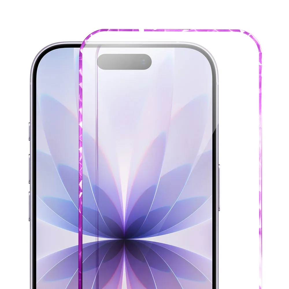 Diamond Cut, twarde szkło z ozdobną diamentową ramką do iPhone 17, różowe3