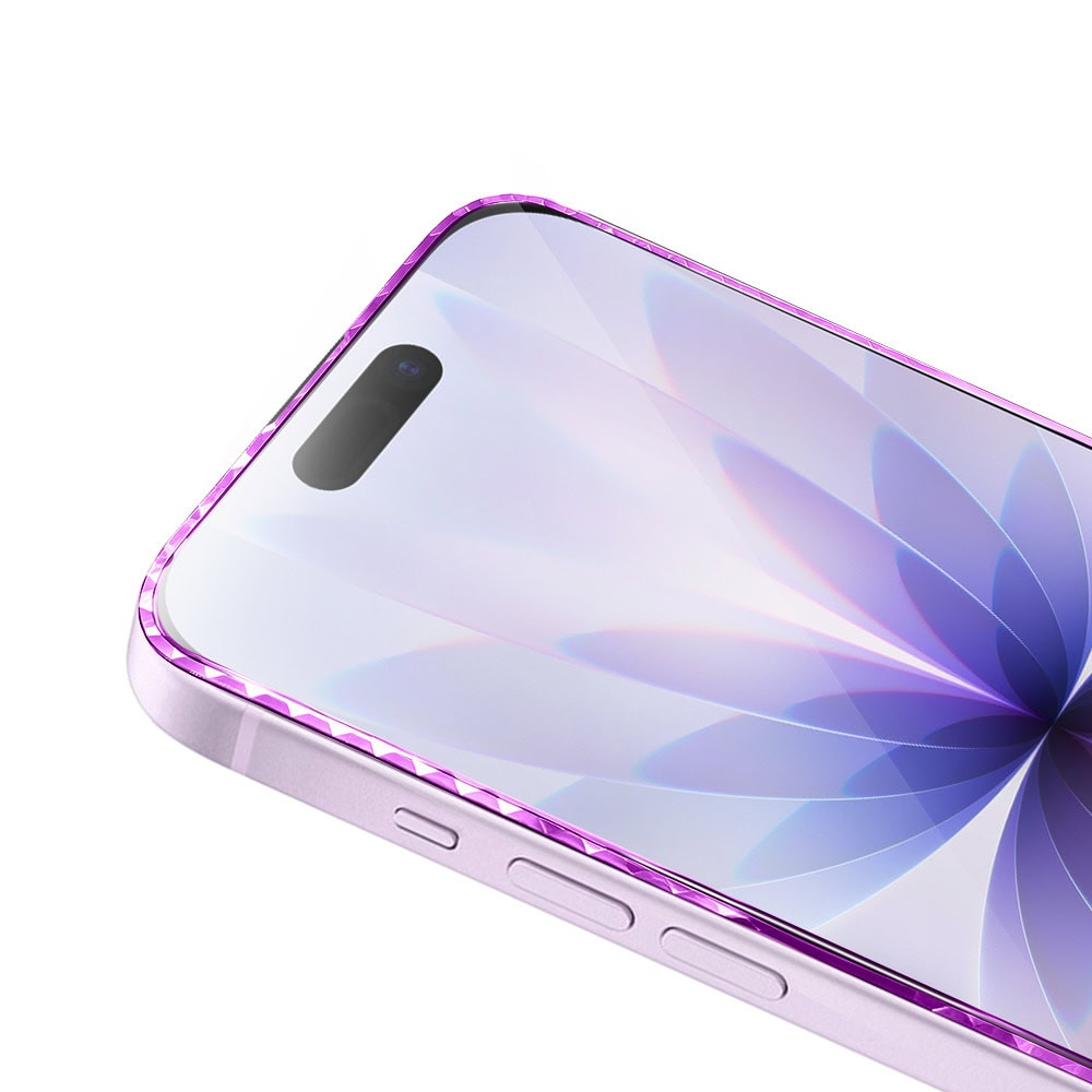 Diamond Cut, twarde szkło z ozdobną diamentową ramką do iPhone 17, różowe5