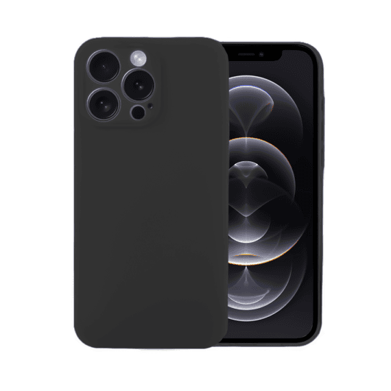 Etui do iPhone 12 Pro silikonowe z mikrofibrą soft touch z osłoną na aparat, czarne (3)