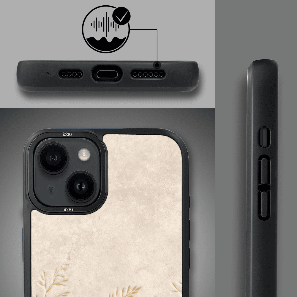 Etui do iPhone 14 BIZU DropGuard Matt z MagSafe, Relief Garden, Kłosy z piaskowca (2)