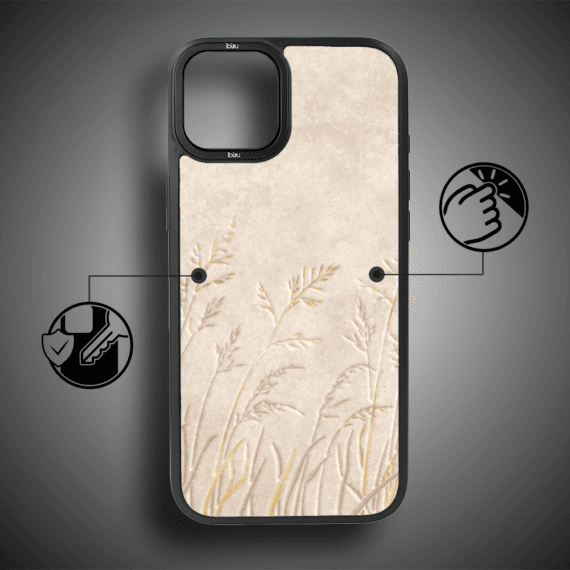 Etui do iPhone 14 BIZU DropGuard Matt z MagSafe, Relief Garden, Kłosy z piaskowca (7)