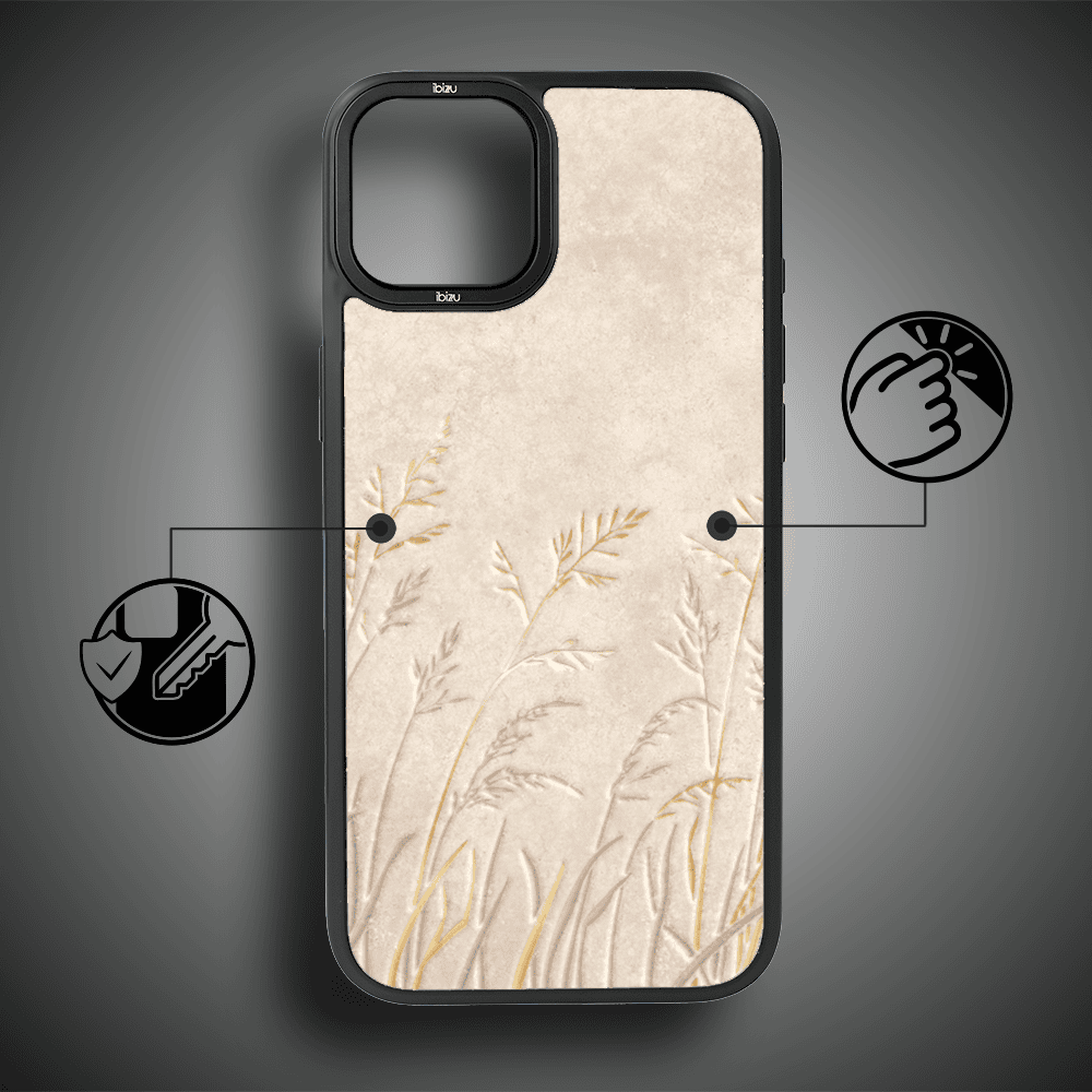 Etui do iPhone 14 BIZU DropGuard Matt z MagSafe, Relief Garden, Kłosy z piaskowca (7)