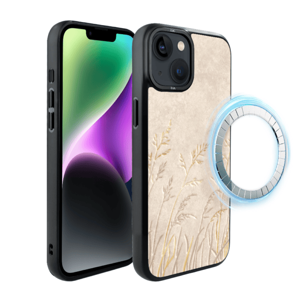 Etui do iPhone 14 BIZU DropGuard Matt z MagSafe, Relief Garden, Kłosy z piaskowca (8)