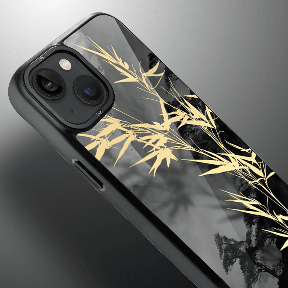 Etui do iPhone 14 IBIZU DropGuard Matt z MagSafe, Azja, Złoty bambus (1)