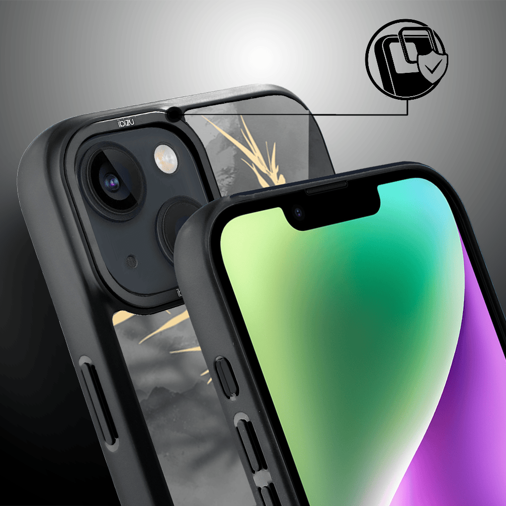 Etui do iPhone 14 IBIZU DropGuard Matt z MagSafe, Azja, Złoty bambus (2)