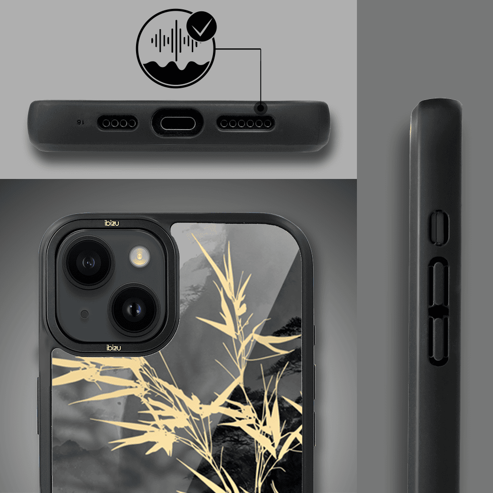 Etui do iPhone 14 IBIZU DropGuard Matt z MagSafe, Azja, Złoty bambus (3)