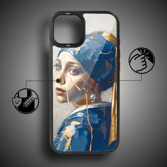 Etui do iPhone 14 IBIZU DropGuard Matt z MagSafe, Kintsugi Art, kobieta z perłą (7)