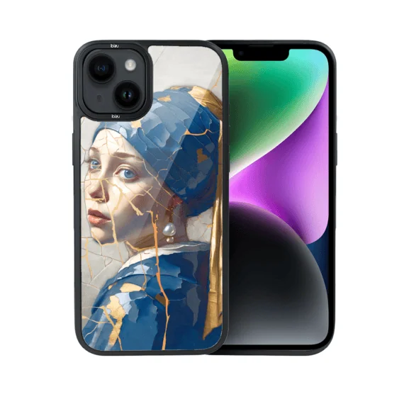 Etui do iPhone 14 IBIZU DropGuard Matt z MagSafe, Kintsugi Art, kobieta z perłą (8)