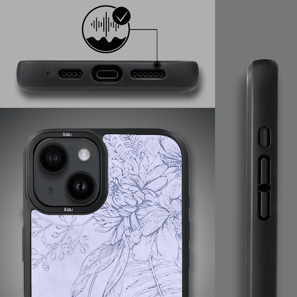 Etui do iPhone 14 IBIZU DropGuard Matt z MagSafe, Relief Garden, Kwiatowa płaskorzeźba (3)