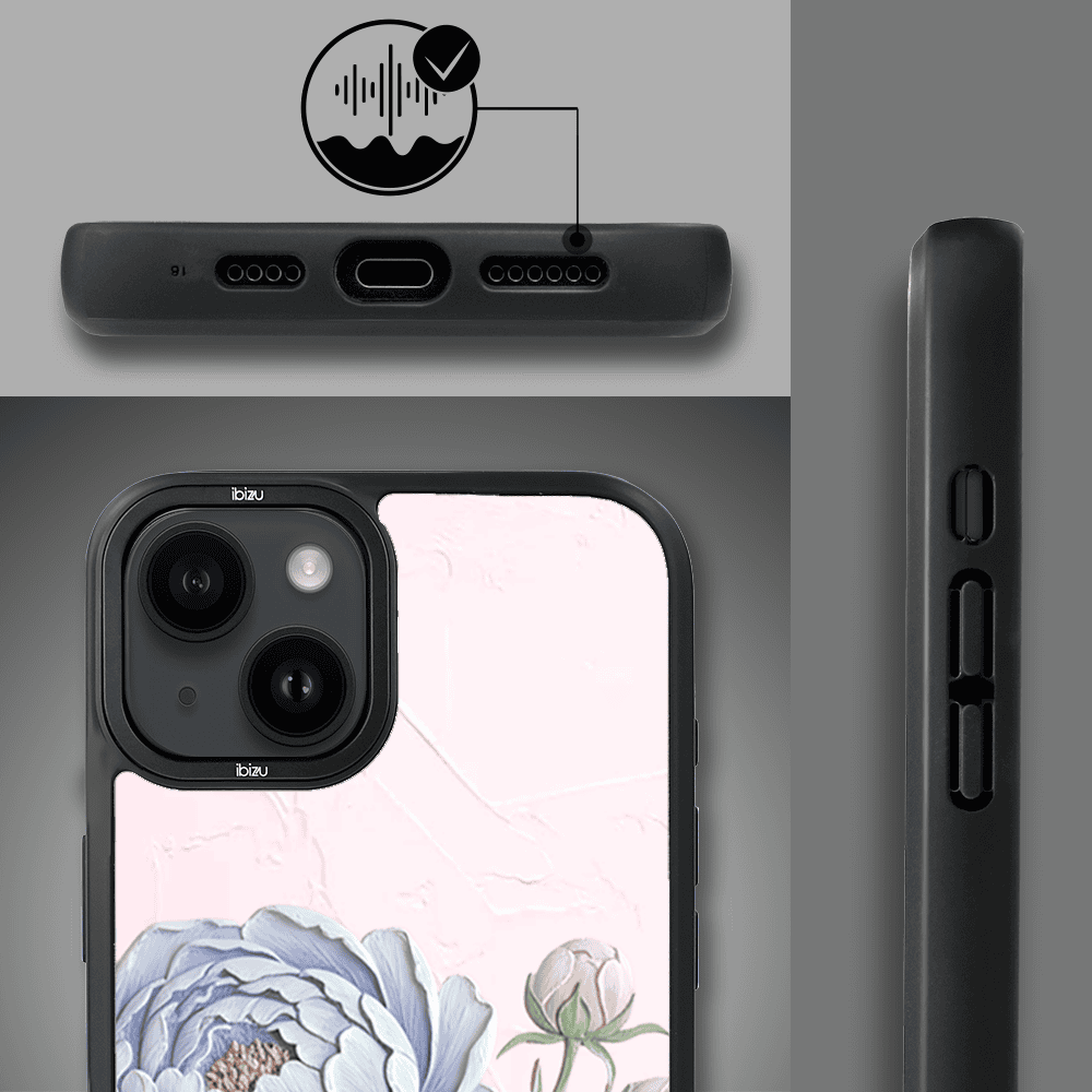 Etui do iPhone 14 IBIZU DropGuard Matt z MagSafe, Relief Garden, Piwoniowy róż (8)