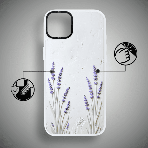 Etui do iPhone 14 IBIZU DropGuard Matt z MagSafe, Relief Garden, Prowansalska lawenda pop3