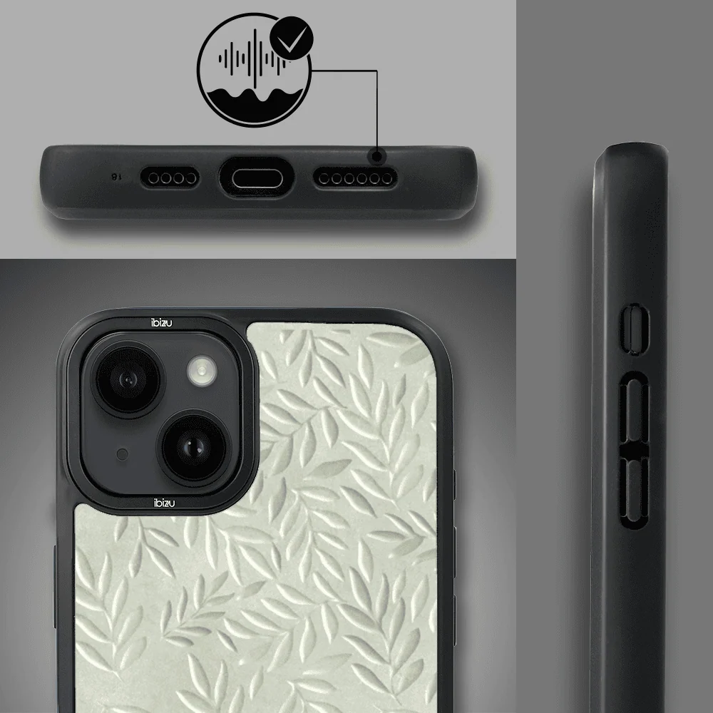 Etui do iPhone 14 IBIZU DropGuard Matt z MagSafe, Relief Garden, Ślad oliwki (3)