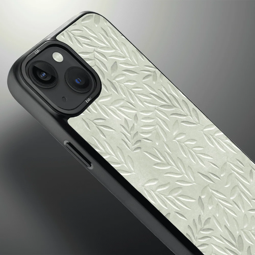Etui do iPhone 14 IBIZU DropGuard Matt z MagSafe, Relief Garden, Ślad oliwki (5)