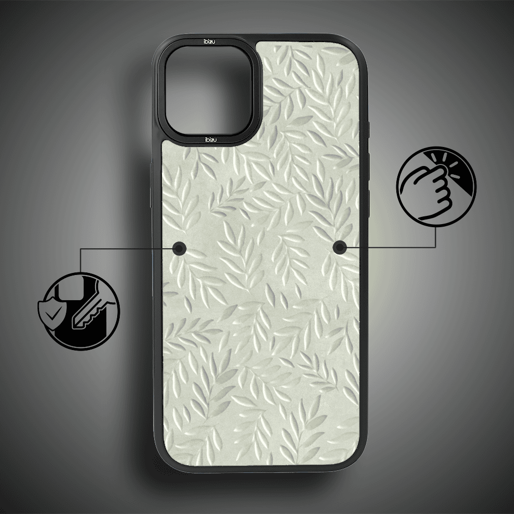 Etui do iPhone 14 IBIZU DropGuard Matt z MagSafe, Relief Garden, Ślad oliwki (8)