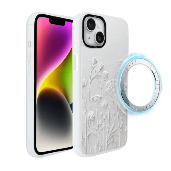 Etui-do-iPhone-14-IBIZU-DropGuard-Matt-z-MagSafe-Relief-Garden-Suszone-kwiaty-poln2