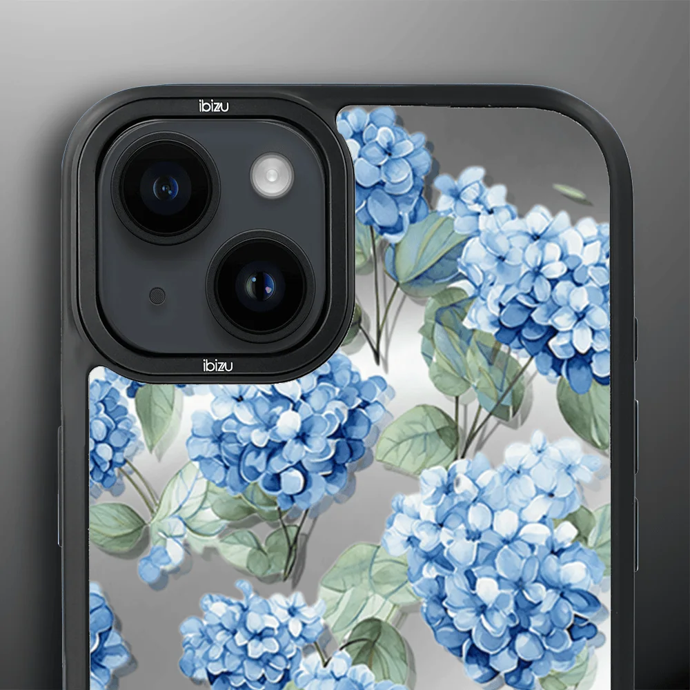 Etui do iPhone 14 IBIZU DropGuard Matt z MagSafe, Relief Garden, Szafirowa hortensja (1)