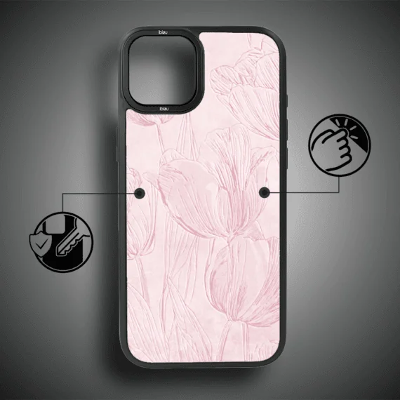 Etui do iPhone 14 Plus IBIZU DropGuard Matt z MagSafe, Relief Garden, Tulipanowy fresk (1)