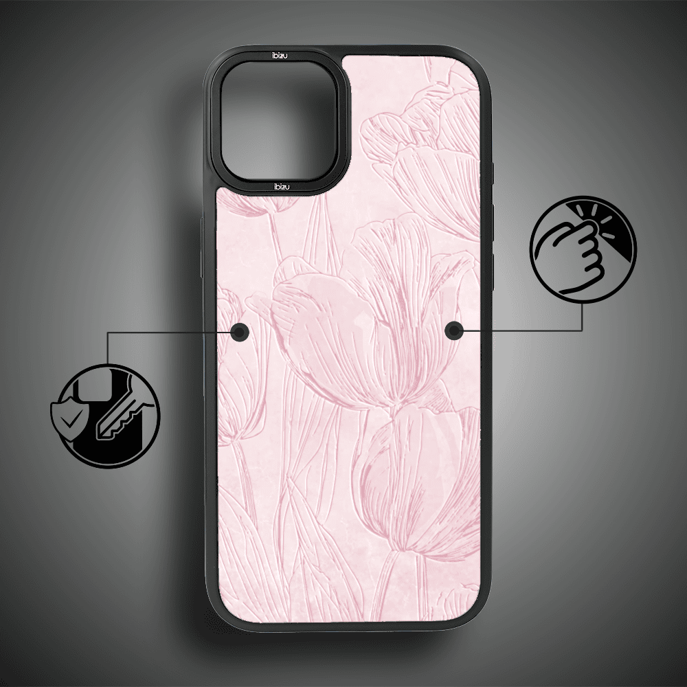 Etui do iPhone 14 Plus IBIZU DropGuard Matt z MagSafe, Relief Garden, Tulipanowy fresk (1)