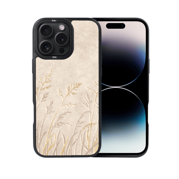 Etui do iPhone 14 Pro BIZU DropGuard Matt z MagSafe, Relief Garden, Kłosy z piaskowca (7)