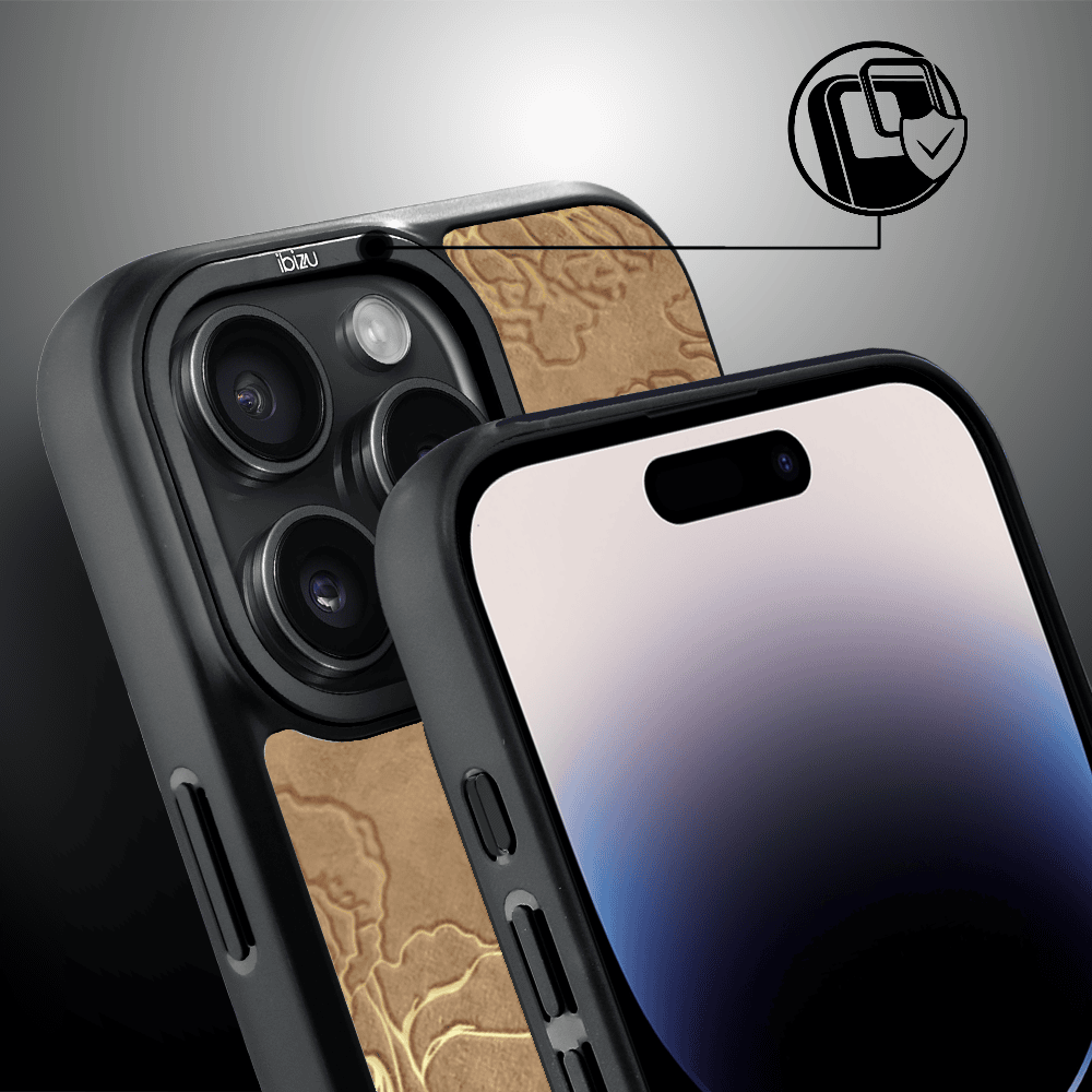 Etui do iPhone 14 Pro BIZU DropGuard Matt z MagSafe, Relief Garden, Złote piwonie (3)