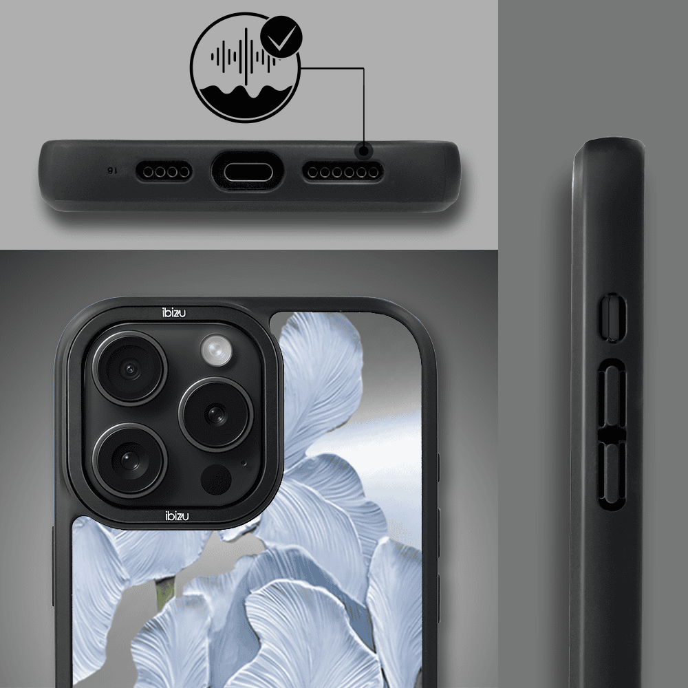 Etui do iPhone 14 Pro IBIZU DropGuard Matt z MagSafe, Relief Garden, Błękitny Irys (3)