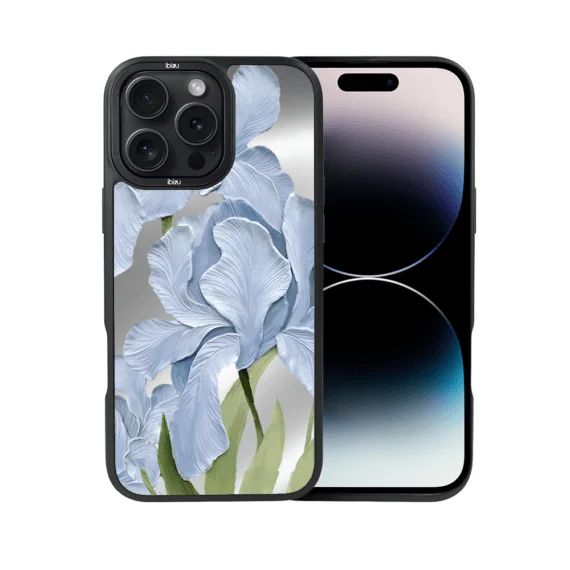 Etui do iPhone 14 Pro IBIZU DropGuard Matt z MagSafe, Relief Garden, Błękitny Irys (7)