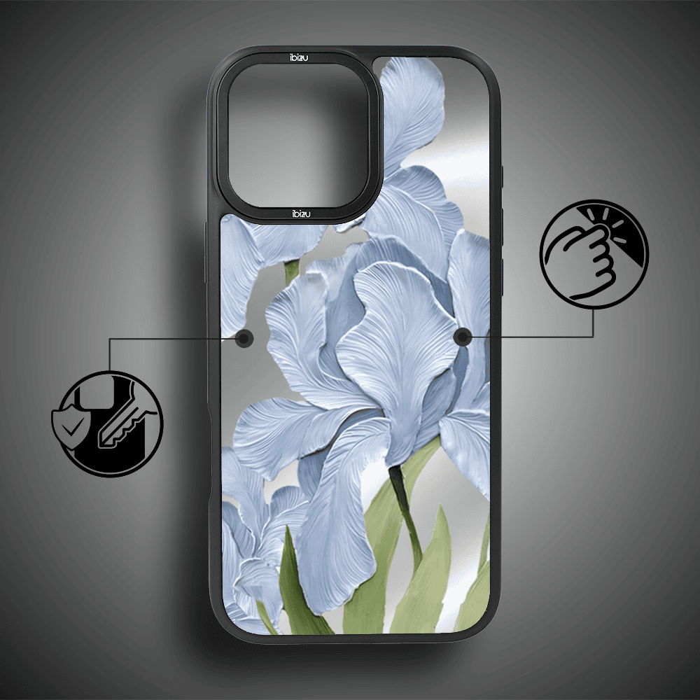 Etui do iPhone 14 Pro IBIZU DropGuard Matt z MagSafe, Relief Garden, Błękitny Irys (8)