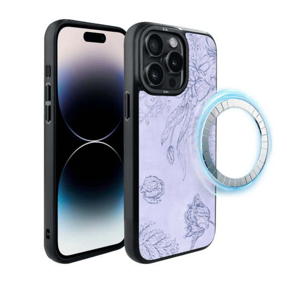 Etui do iPhone 14 Pro IBIZU DropGuard Matt z MagSafe, Relief Garden, Kwiatowa płaskorzeźba (1)