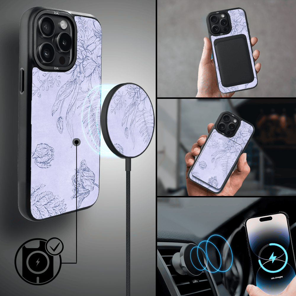 Etui do iPhone 14 Pro IBIZU DropGuard Matt z MagSafe, Relief Garden, Kwiatowa płaskorzeźba (6)