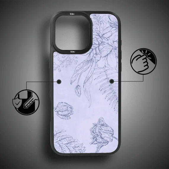 Etui do iPhone 14 Pro IBIZU DropGuard Matt z MagSafe, Relief Garden, Kwiatowa płaskorzeźba (8)