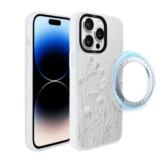 Etui-do-iPhone-14-Pro-IBIZU-DropGuard-Matt-z-MagSafe-Relief-Garden-Suszone-kwiaty-poln2