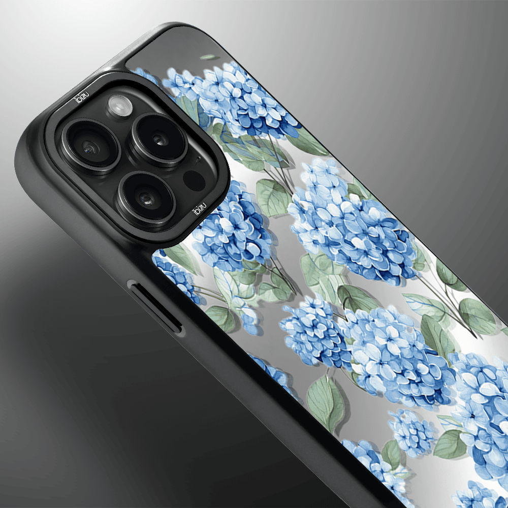 Etui do iPhone 14 Pro IBIZU DropGuard Matt z MagSafe, Relief Garden, Szafirowa hortensja (4)