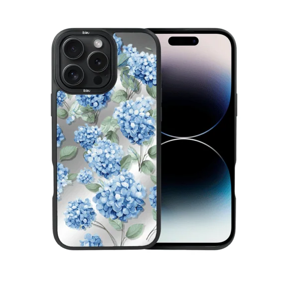 Etui do iPhone 14 Pro IBIZU DropGuard Matt z MagSafe, Relief Garden, Szafirowa hortensja (6)