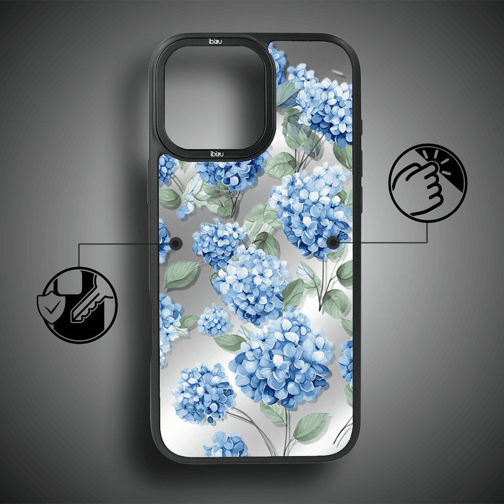Etui do iPhone 14 Pro IBIZU DropGuard Matt z MagSafe, Relief Garden, Szafirowa hortensja (7)