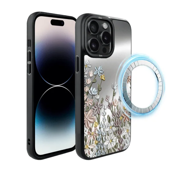 Etui do iPhone 14 Pro IBIZU DropGuard Matt z MagSafe, Relief Garden, Wiosenna łąka (8)