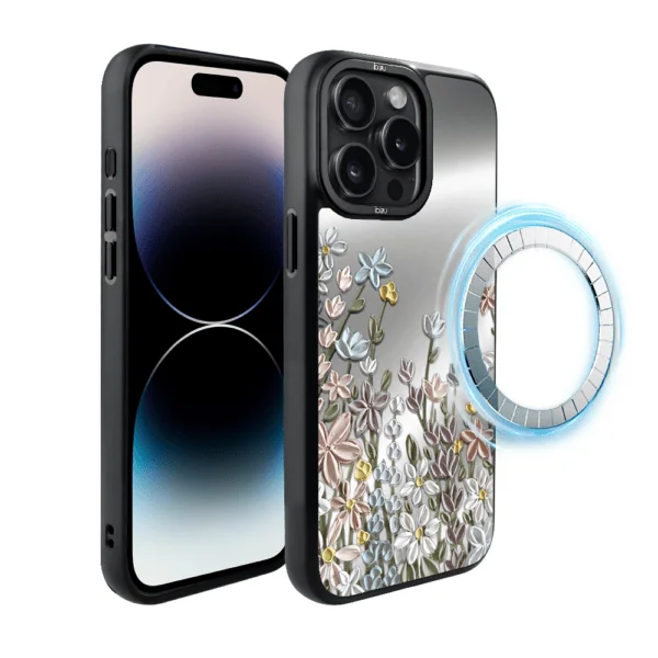 Etui do iPhone 14 Pro IBIZU DropGuard Matt z MagSafe, Relief Garden, Wiosenna łąka (8)