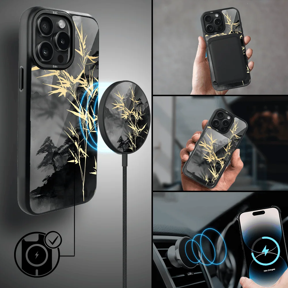 Etui do iPhone 14 Pro Max IBIZU DropGuard Matt z MagSafe, Azja, Złoty bambus (8)