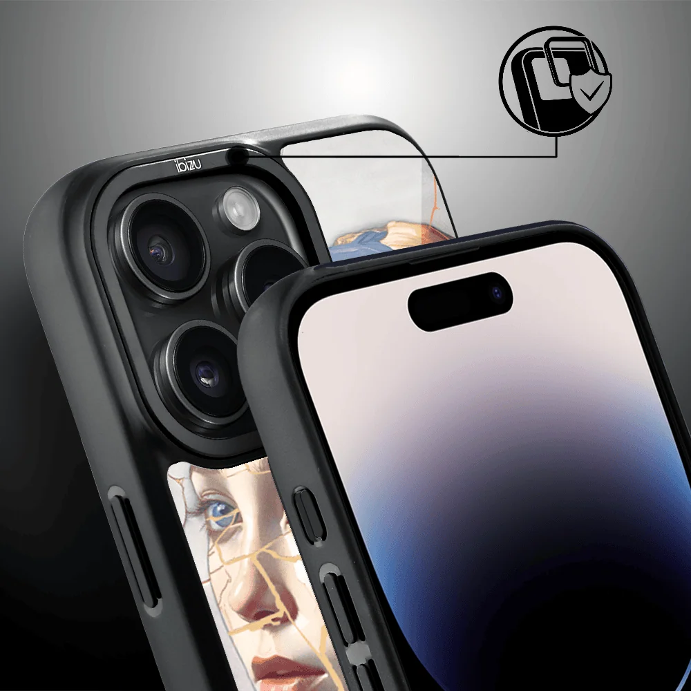 Etui do iPhone 14 Pro Max IBIZU DropGuard Matt z MagSafe, Kintsugi Art, kobieta z perłą (2)