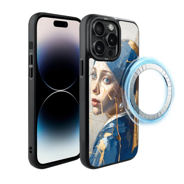Etui do iPhone 14 Pro Max IBIZU DropGuard Matt z MagSafe, Kintsugi Art, kobieta z perłą (5)