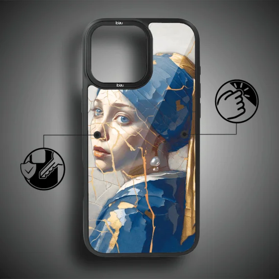 Etui do iPhone 14 Pro Max IBIZU DropGuard Matt z MagSafe, Kintsugi Art, kobieta z perłą (6)