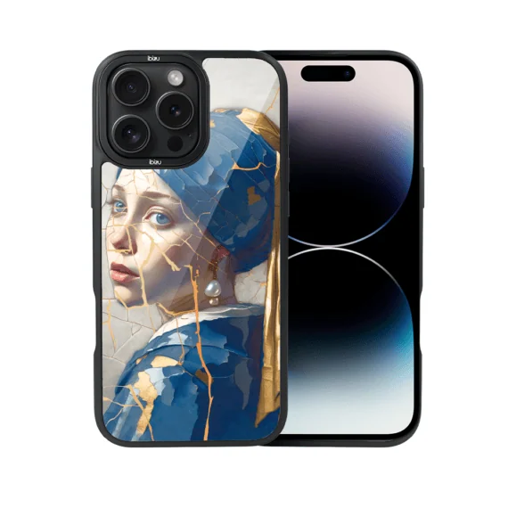 Etui do iPhone 14 Pro Max IBIZU DropGuard Matt z MagSafe, Kintsugi Art, kobieta z perłą (7)