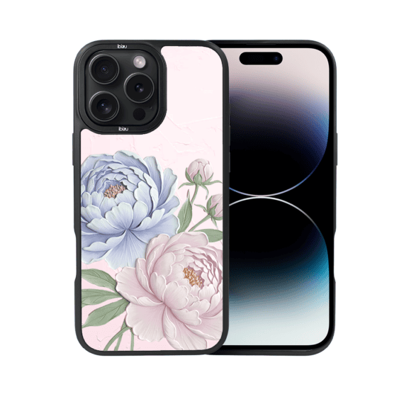 Etui do iPhone 14 Pro Max IBIZU DropGuard Matt z MagSafe, Relief Garden, Piwoniowy róż (3)