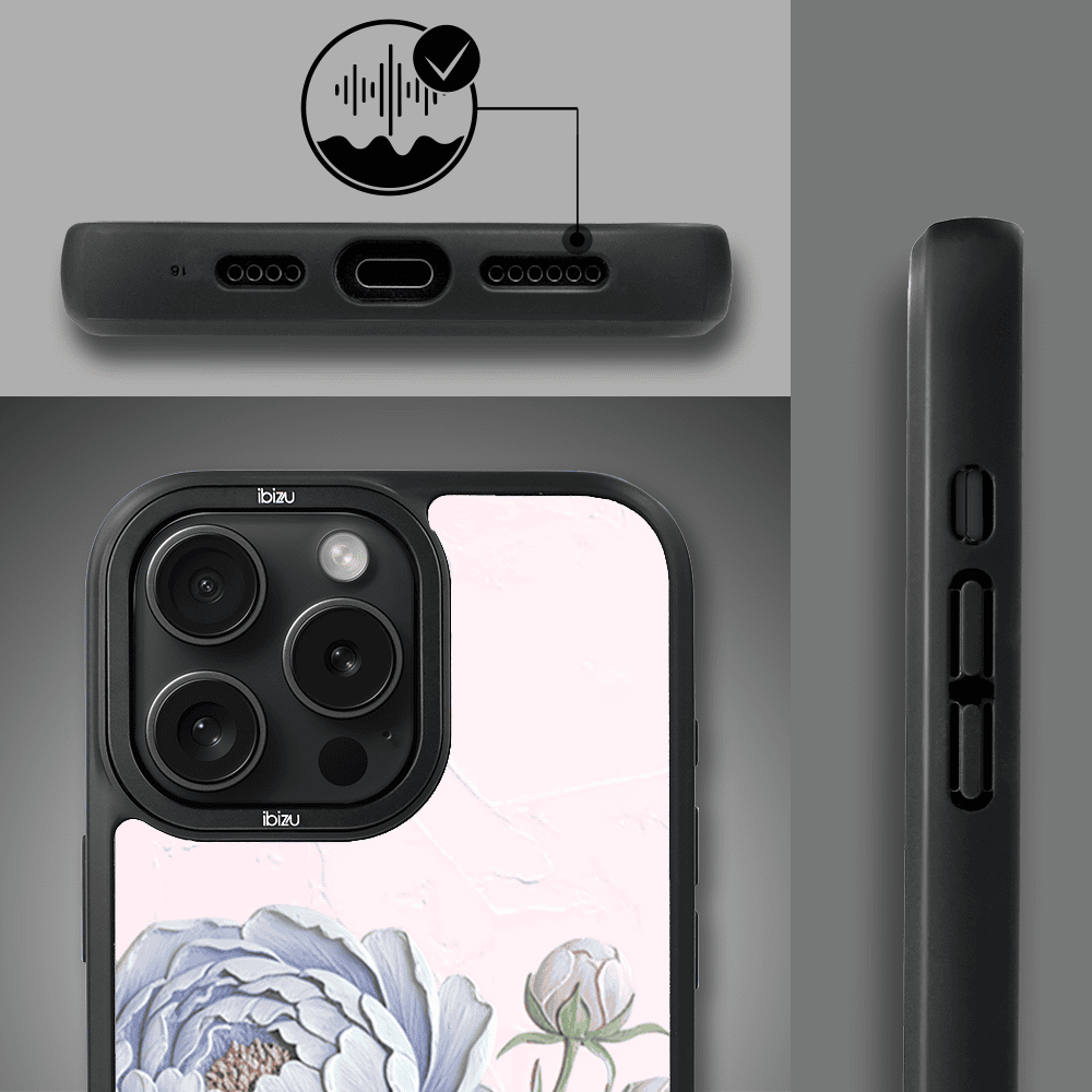 Etui do iPhone 14 Pro Max IBIZU DropGuard Matt z MagSafe, Relief Garden, Piwoniowy róż (7)