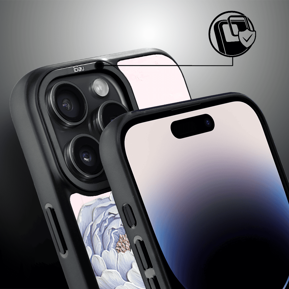 Etui do iPhone 14 Pro Max IBIZU DropGuard Matt z MagSafe, Relief Garden, Piwoniowy róż (8)