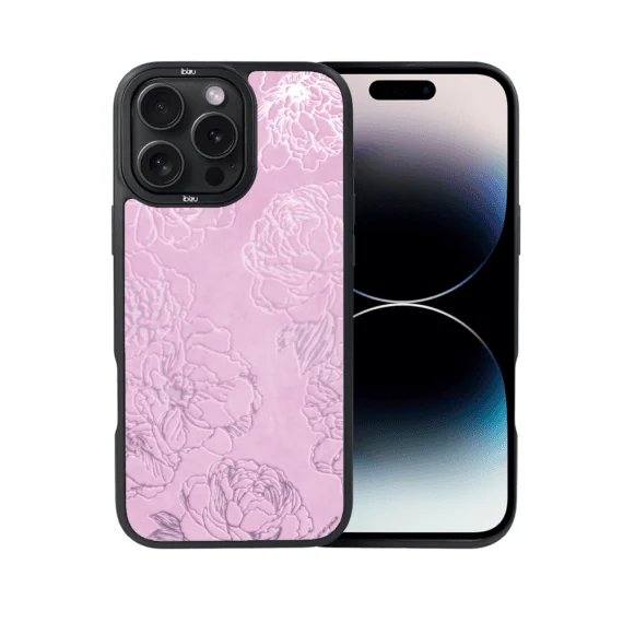 Etui do iPhone 14 Pro Max IBIZU DropGuard Matt z MagSafe, Relief Garden, Różowe piwonie (4)