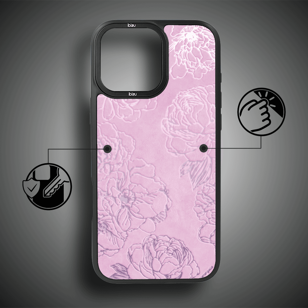 Etui do iPhone 14 Pro Max IBIZU DropGuard Matt z MagSafe, Relief Garden, Różowe piwonie (5)